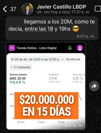 Captura del cierre de Javi: $20.000.000 en 15 días